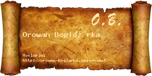 Orowan Boglárka névjegykártya